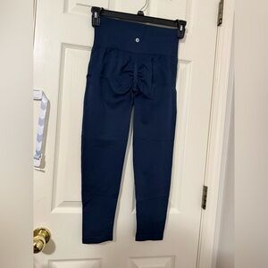 Halara Seamless Navy High Waisted Tummy Control Butt Lifting Yoga Leggings L 7/8